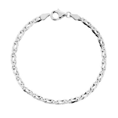 Bracciale Catena Occhio di Pernice Diamantata 100 sezione mm 4 lunghezza cm 20 in ARGENTO 925 Galvanica Rodio