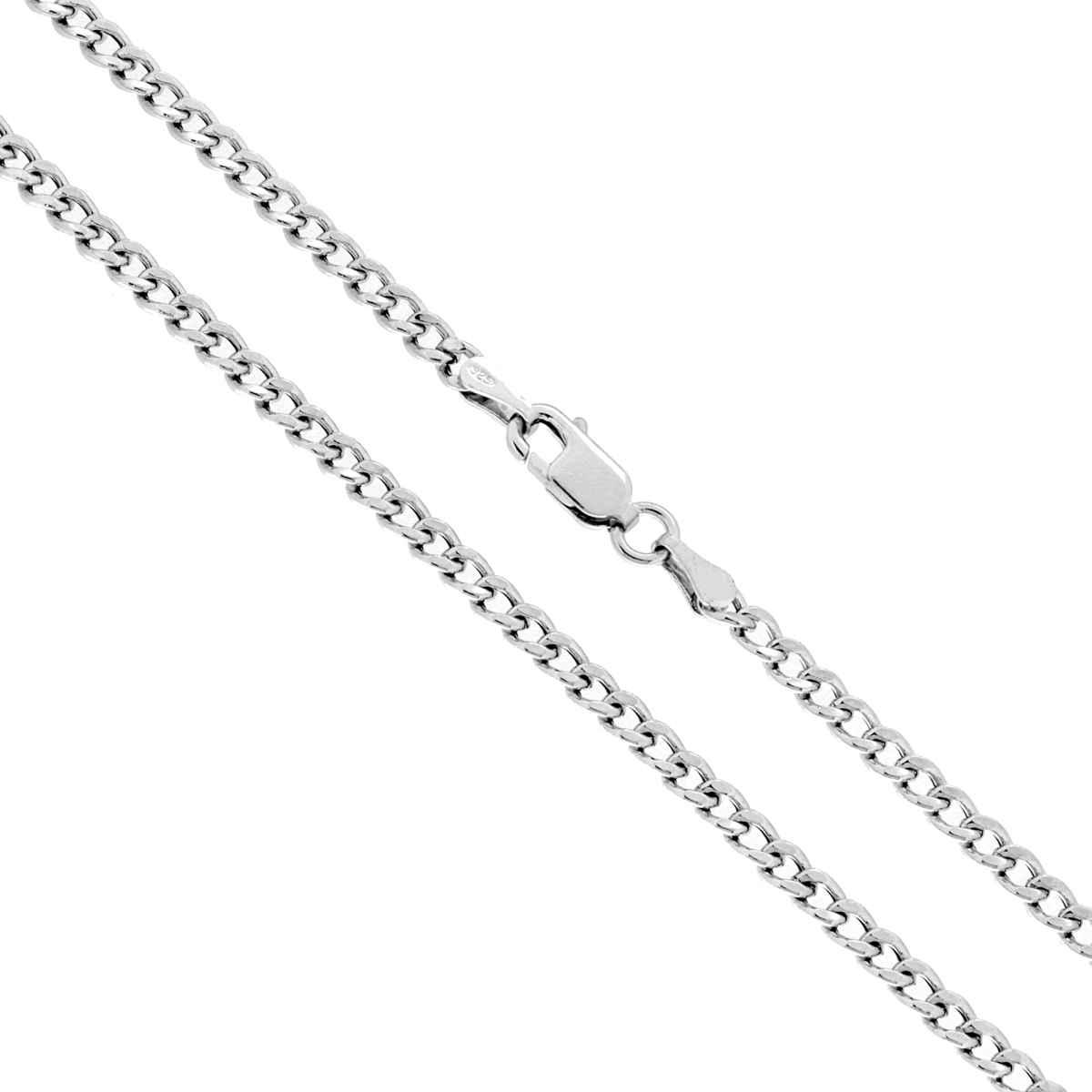 Catena Grumetta 080 Vuoto sezione mm 3.1 lunghezza cm 60 in ARGENTO 925 Galvanica Rodio