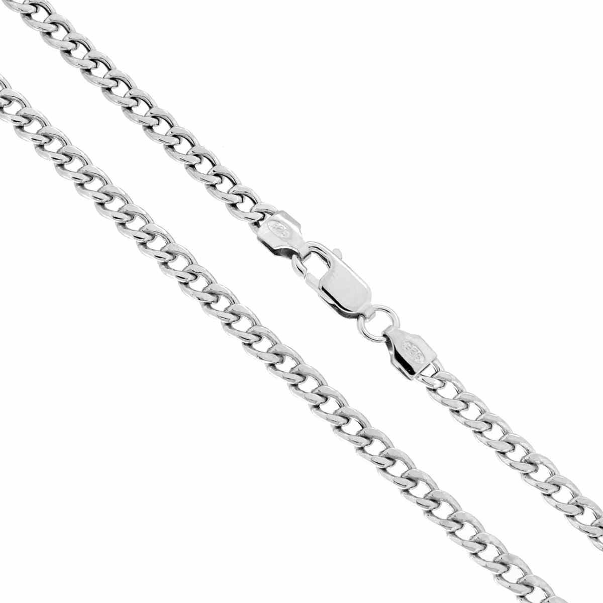 Catena Grumetta 100 Vuoto sezione mm 4 lunghezza cm 60 in ARGENTO 925 Galvanica Rodio