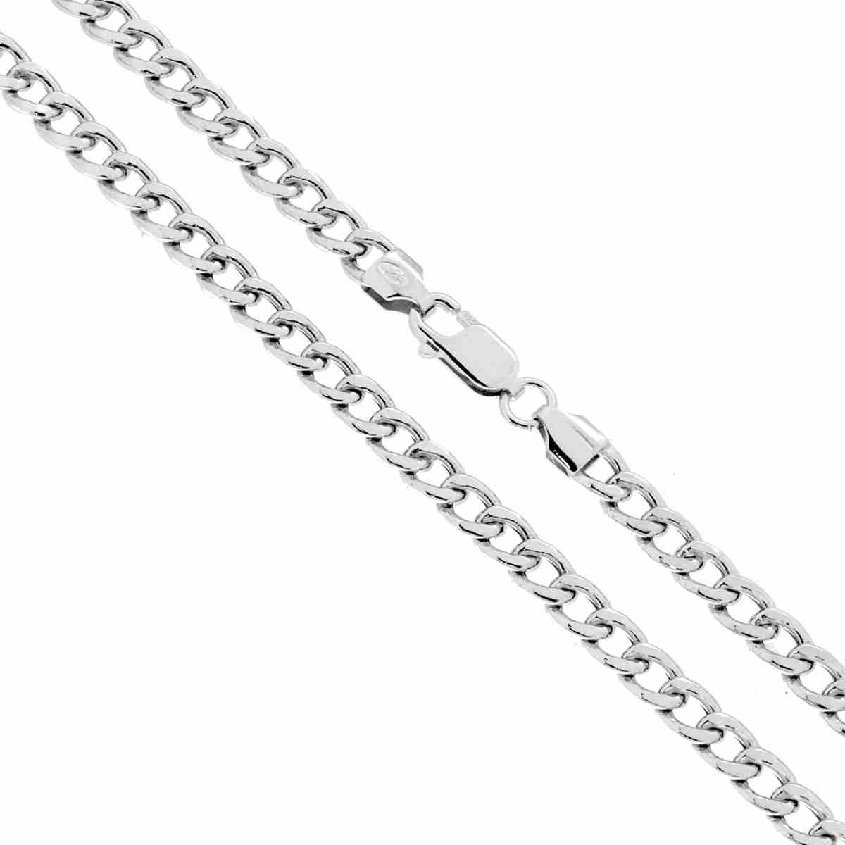 Catena Grumetta 120 Vuoto sezione mm 4.7 lunghezza cm 55 in ARGENTO 925 Galvanica Rodio