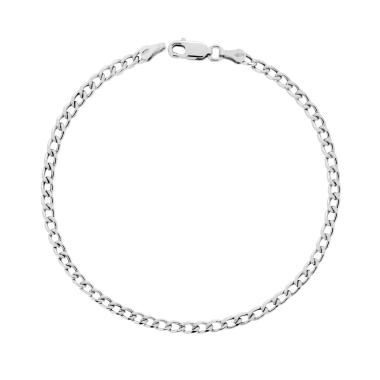 Bracciale Grumetta 080 Vuoto sezione mm 3 lunghezza cm 20 in ARGENTO 925 Galvanica Rodio