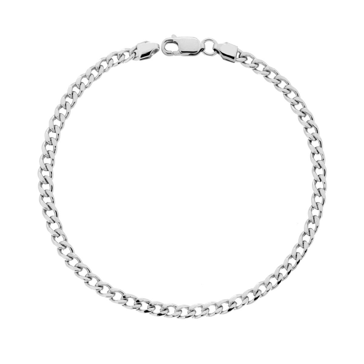 Bracciale Grumetta 100 Vuoto sezione mm 4 lunghezza cm 21 in ARGENTO 925 Galvanica Rodio