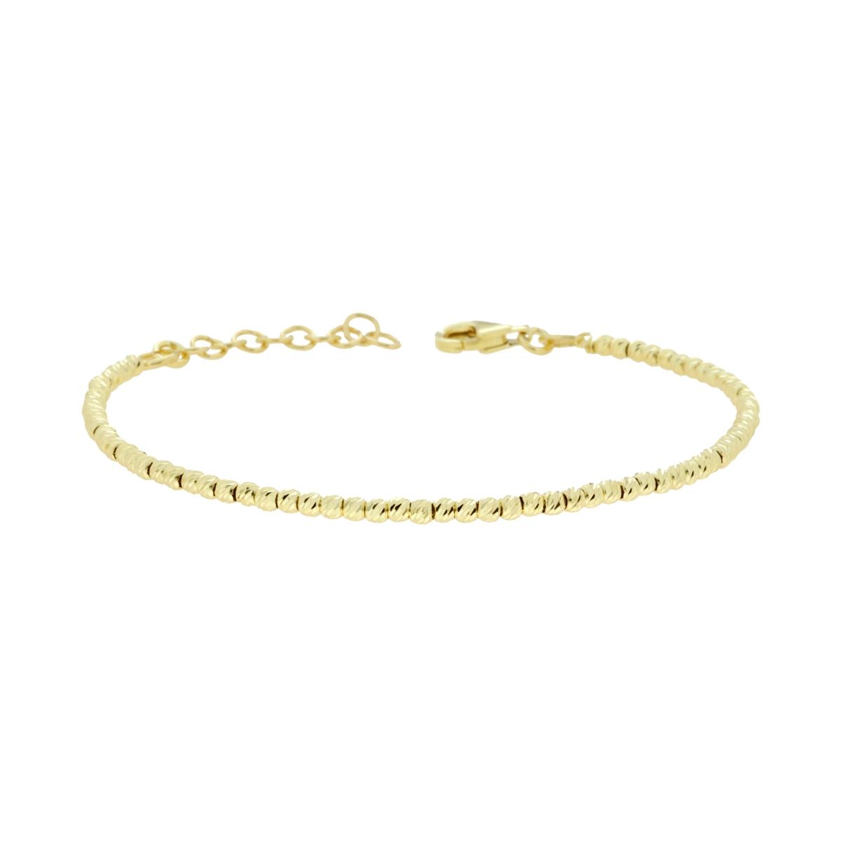 Bracciale Catena con Palline Diamantate slash mm 2.5 in ARGENTO 925 Galvanica Oro