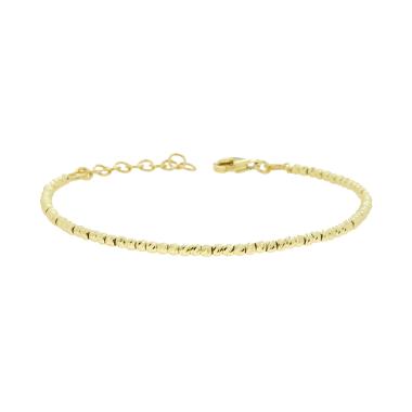 Bracciale Catena con Palline Diamantate slash mm 2.5 in ARGENTO 925 Galvanica Oro