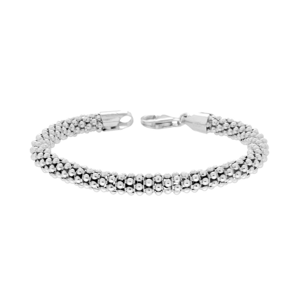 Bracciale Catena Coreana Diamantata sezione mm 6 lungnezza cm 19 in ARGENTO 925 Galvanica Rodio