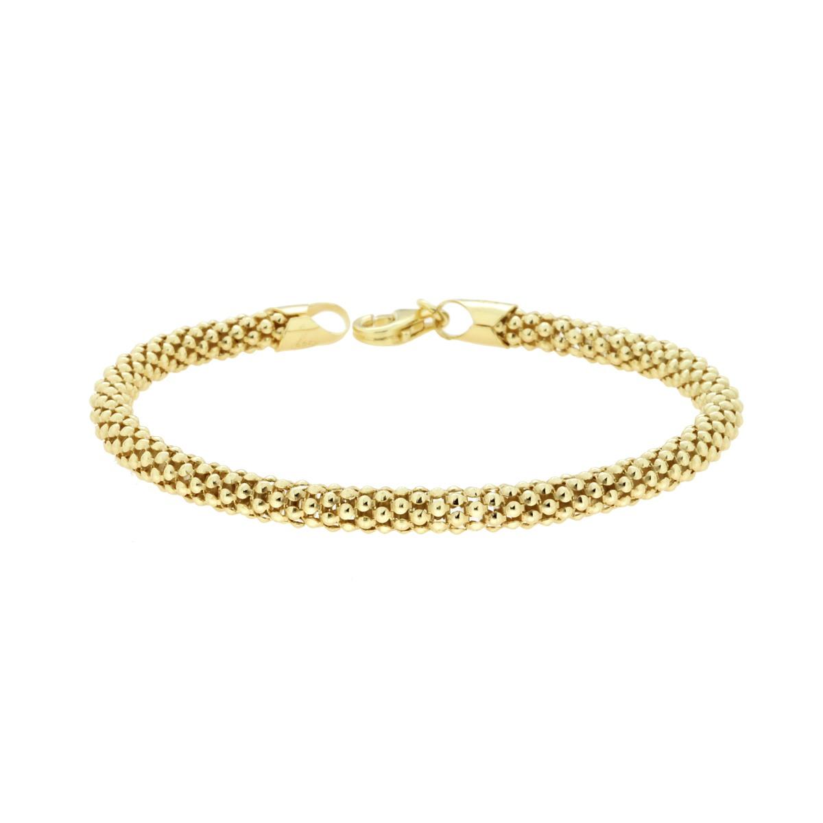 Bracciale Catena Coreana Diamantata sezione mm 4.5 lunghezza cm 19 in ARGENTO 925 Galvanica Oro