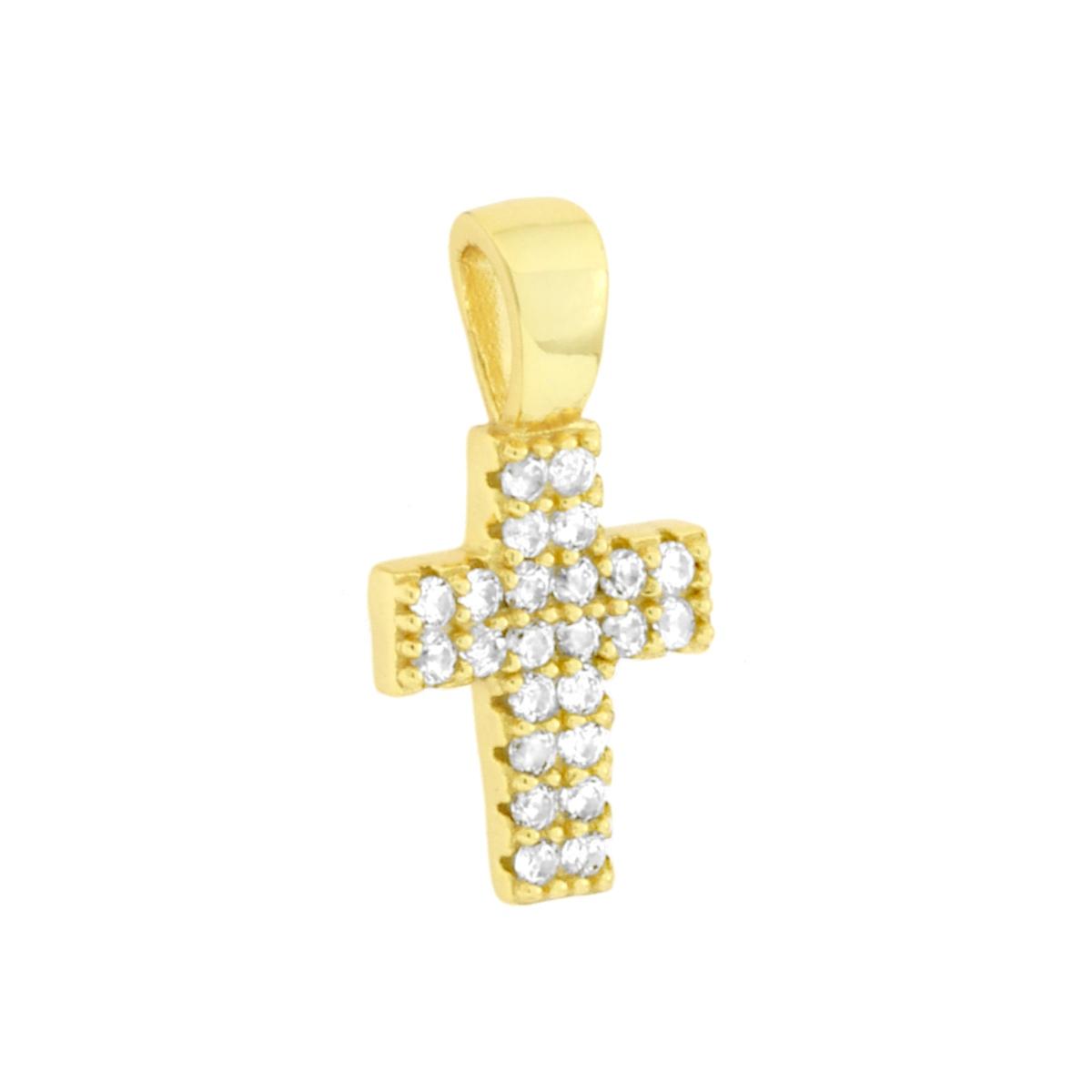 Ciondolo Croce con Cubic Zirconia Bianchi in ARGENTO 925 Galvanica Oro
