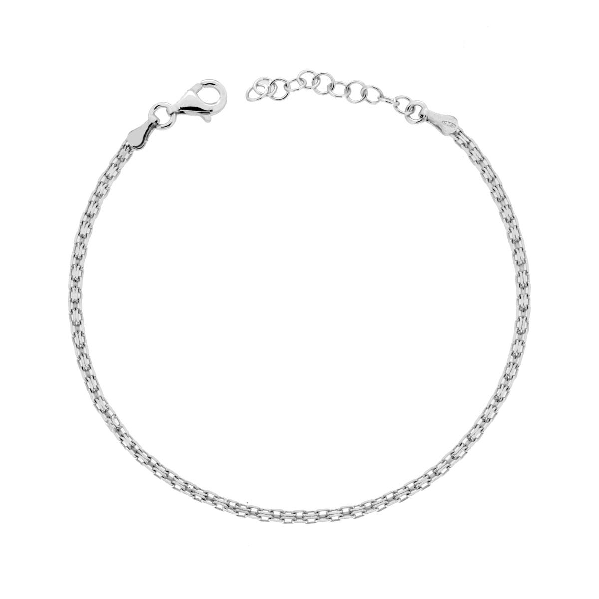 Bracciale Catena Bismark 040 sezione mm 2 lunghezza cm 17+2 in ARGENTO 925 Galvanica Rodio