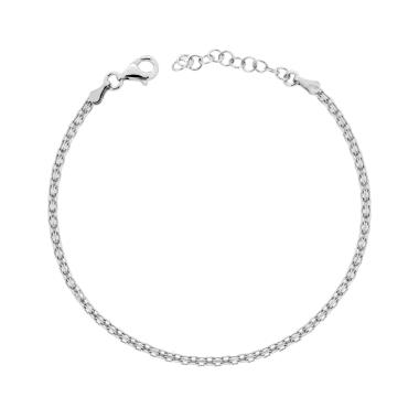 Bracciale Catena Bismark 040 sezione mm 2 lunghezza cm 17+2 in ARGENTO 925 Galvanica Rodio