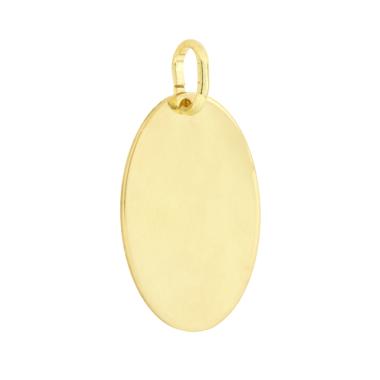 Ciondolo Piastrina Ovale Medaglietta per incisione mm 25 x 17 in ARGENTO 925 Galvanica Oro