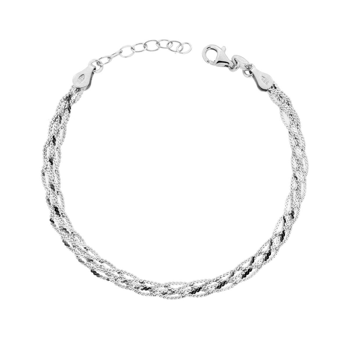 Bracciale Treccia Catena Serpentina in ARGENTO 925 Galvanica Rodio