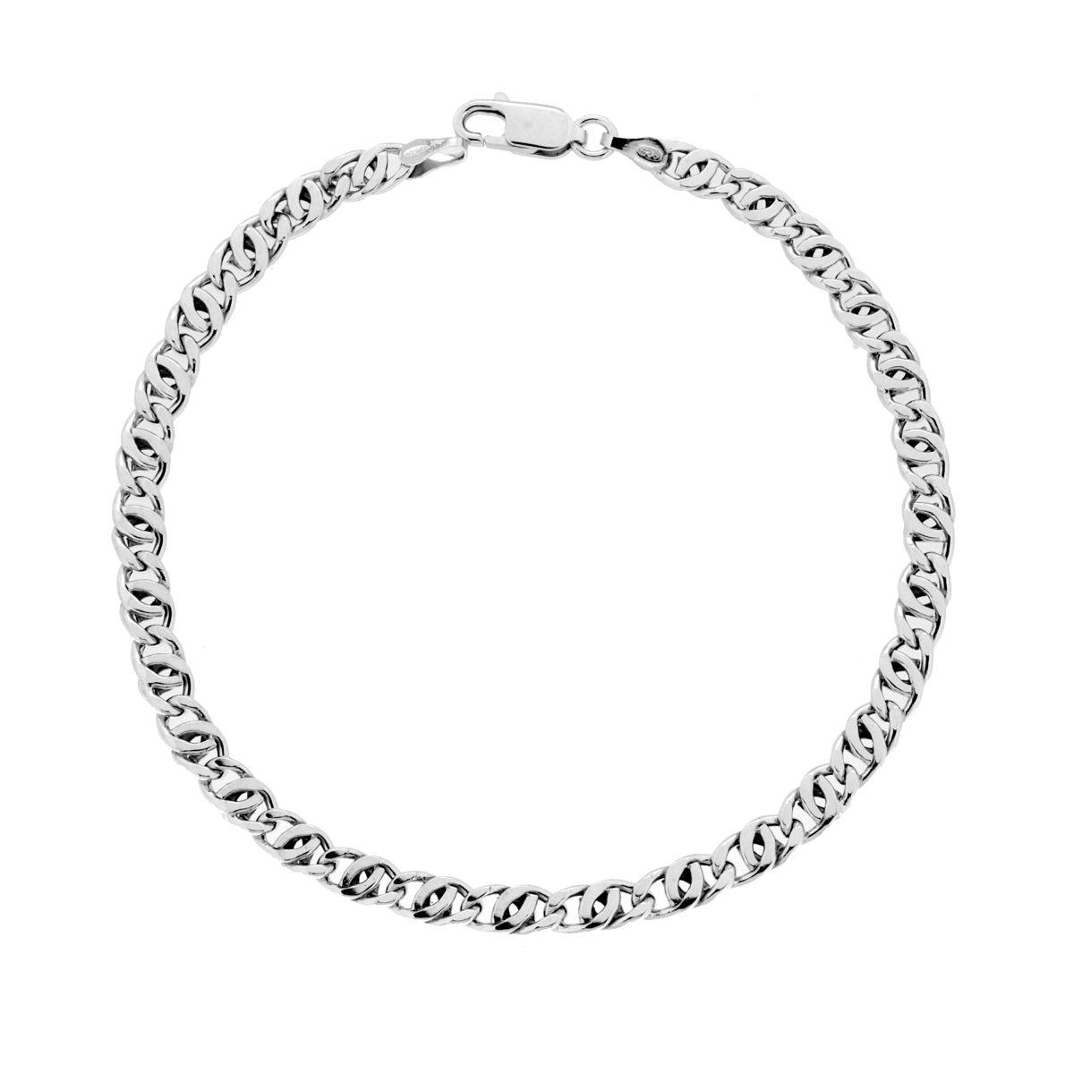Bracciale Catena Occhio di Tigre 100 sezione mm 4.5 lunghezza cm 21 in ARGENTO 925 Galvanica Rodio