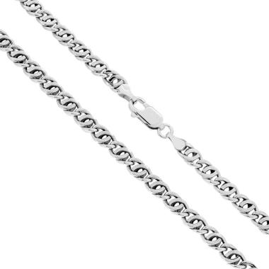 Catena Occhio di Tigre 100 Vuota sezione mm 4.5 lunghezza cm 50 in ARGENTO 925 Galvanica Rodio