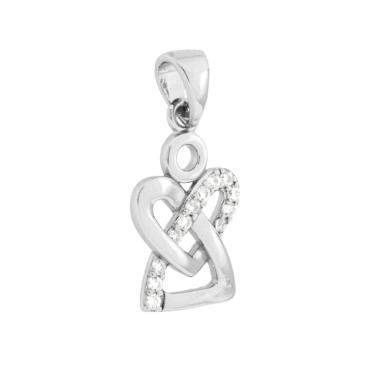 Ciondolo Angelo Cuore con Cubic Zirconia Bianchi in ARGENTO 925 Galvanica Rodio
