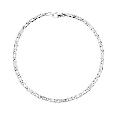 Bracciale Catena Occhio di Pernice 070 3 vuote +1 piena sezione mm 2.6 lunghezza cm 20 in ARGENTO 925 Galvanica Rodio