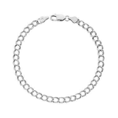 Bracciale Catena Gemella 060 sezione mm 4.3 lunghezza cm 19 in ARGENTO 925 Galvanica Rodio