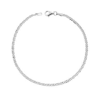 Bracciale Catena Occhio di Tigre 050 sezione mm 2 lunghezza cm 18.5 in ARGENTO 925 Galvanica Rodio