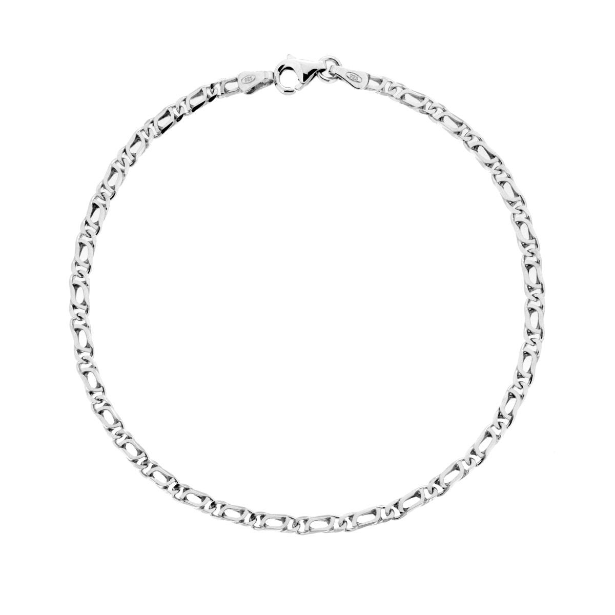 Bracciale Catena Occhio di Pernice Diamantata 060 sezione mm 2.5 lunghezza cm 20 in ARGENTO 925 Galvanica Rodio
