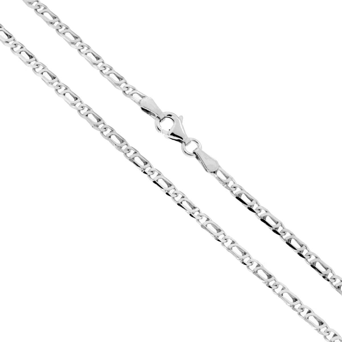 Catena Occhio di Pernice Diamantata 060 sezione mm 2.5 lunghezza cm 50 in ARGENTO 925 Galvanica Rodio