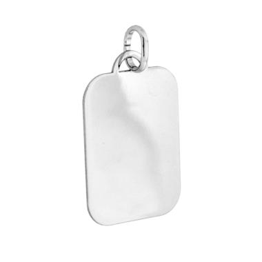 Ciondolo Piastrina Rettangolare Medaglietta per incisione mm 25 x 18.5 in ARGENTO 925 Galvanica Rodio