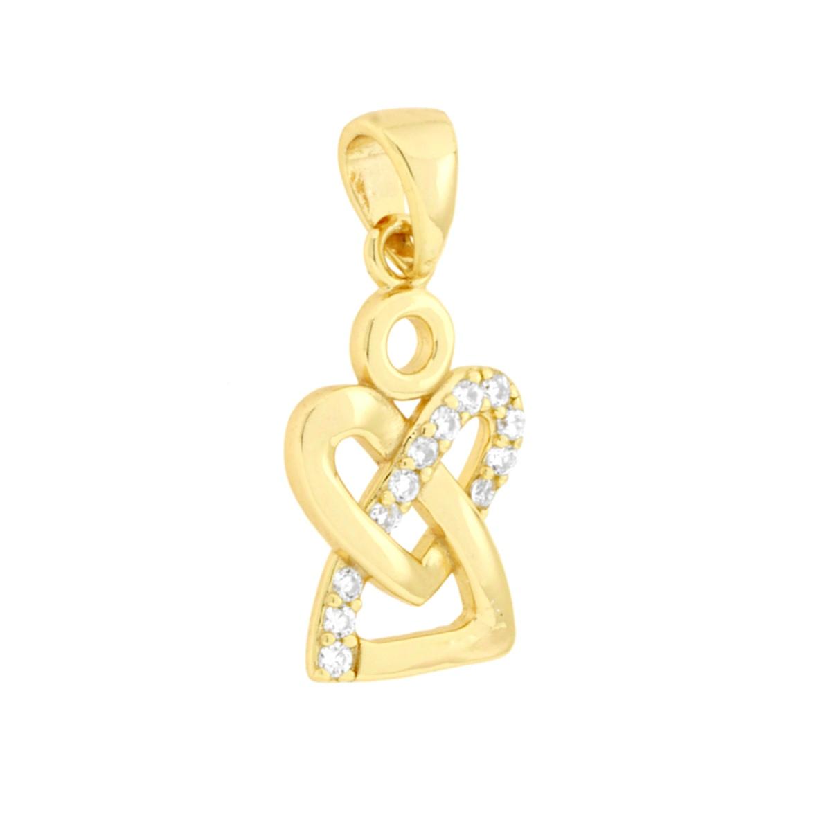 Ciondolo Angelo Cuore con Cubic Zirconia Bianchi in ARGENTO 925 Galvanica Oro