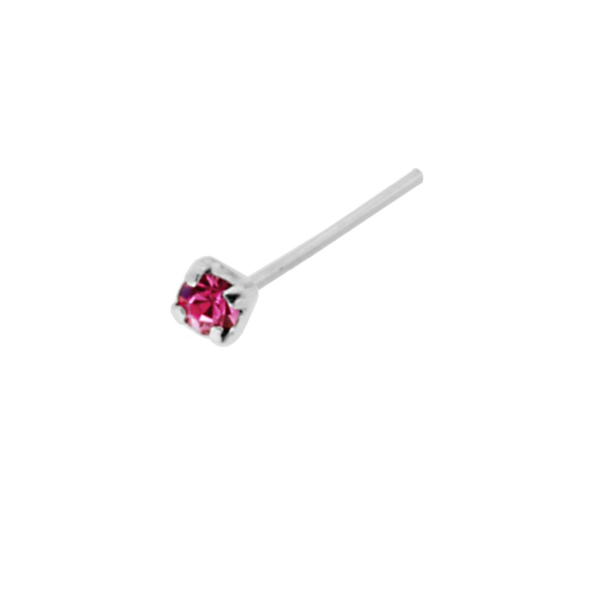 Piercing Naso Chiodino a Griffe con Zircone Colorato 2 mm in ARGENTO 925