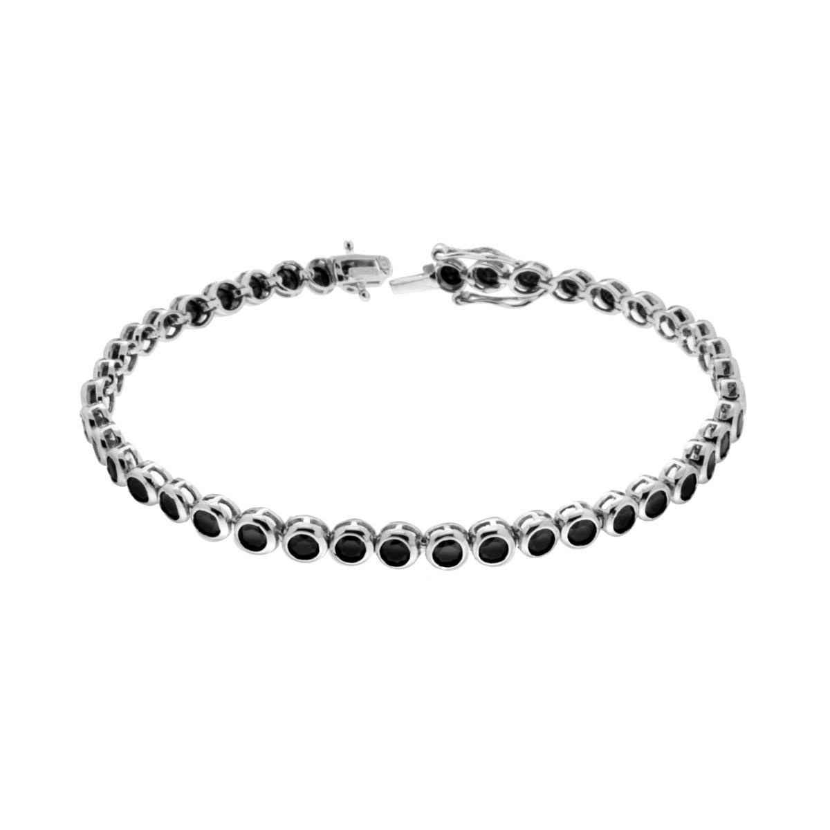 Bracciale Tennis Cipollina cm 21 con Zirconi mm 3 Nero in ARGENTO 925 Galvanica Rodio