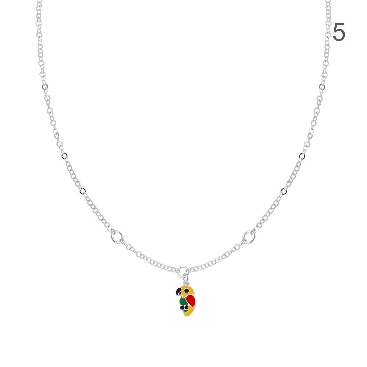 Collana Bimbo Bimba Catena con Soggetti Fantasy con Smalto Multicolor pendenti in ARGENTO 925