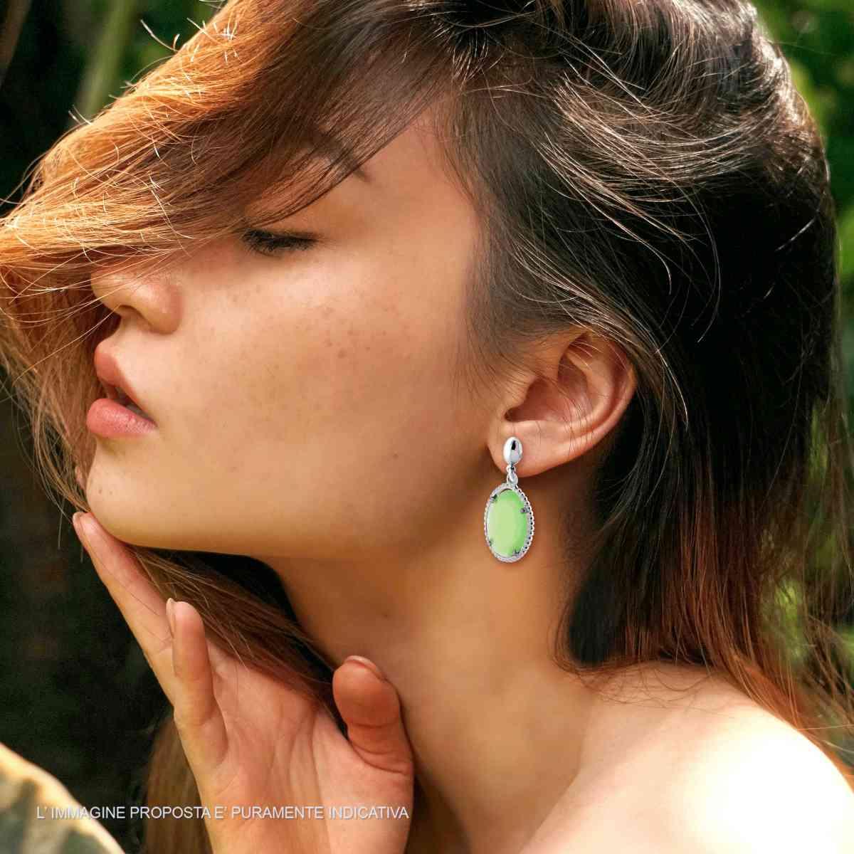 Orecchini con Pietra Goccia Azzurro o Verde pendente in ARGENTO 925 Galvanica Rodio