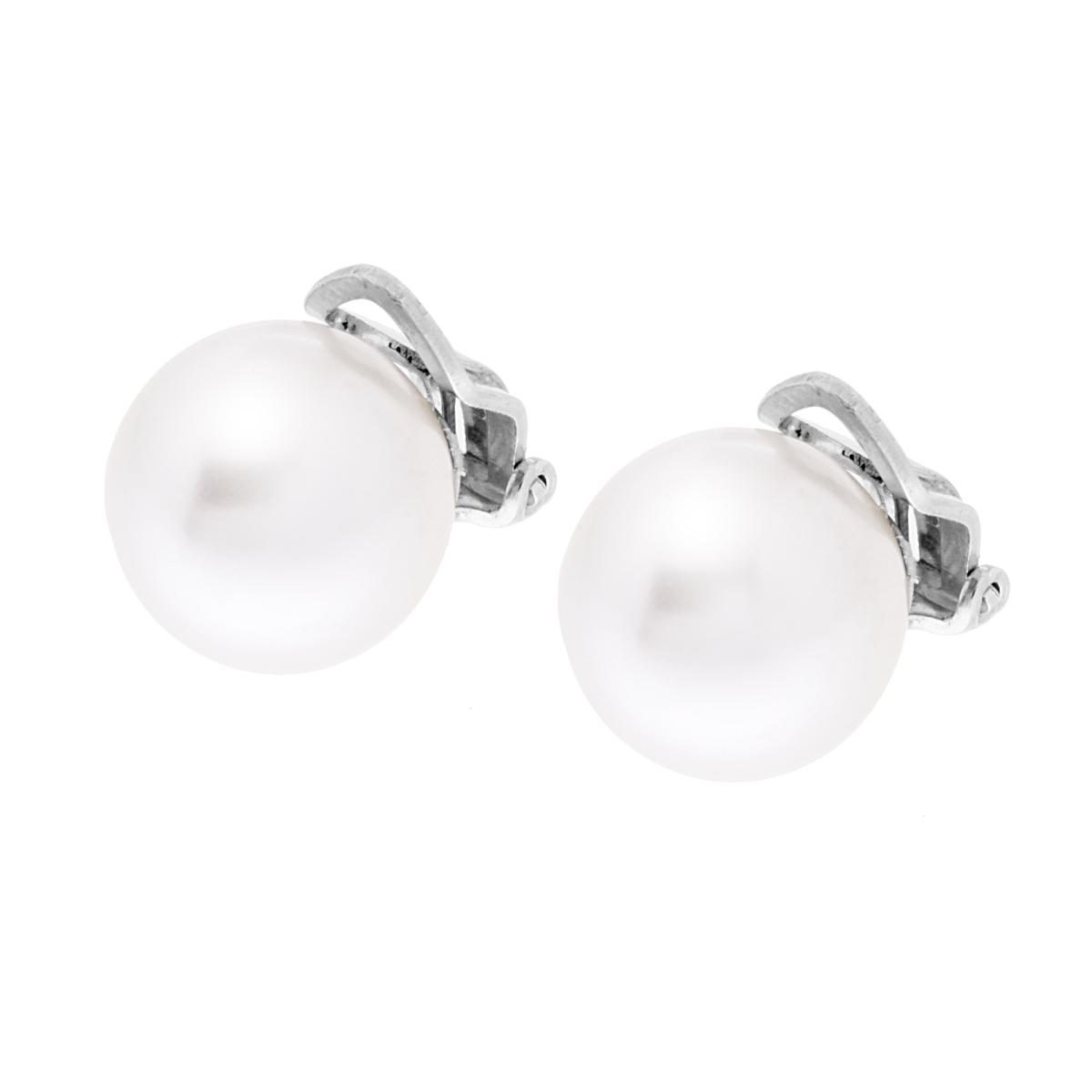 Orecchini Clip Perla mm 12 in ARGENTO 925 Galvanica Rodio