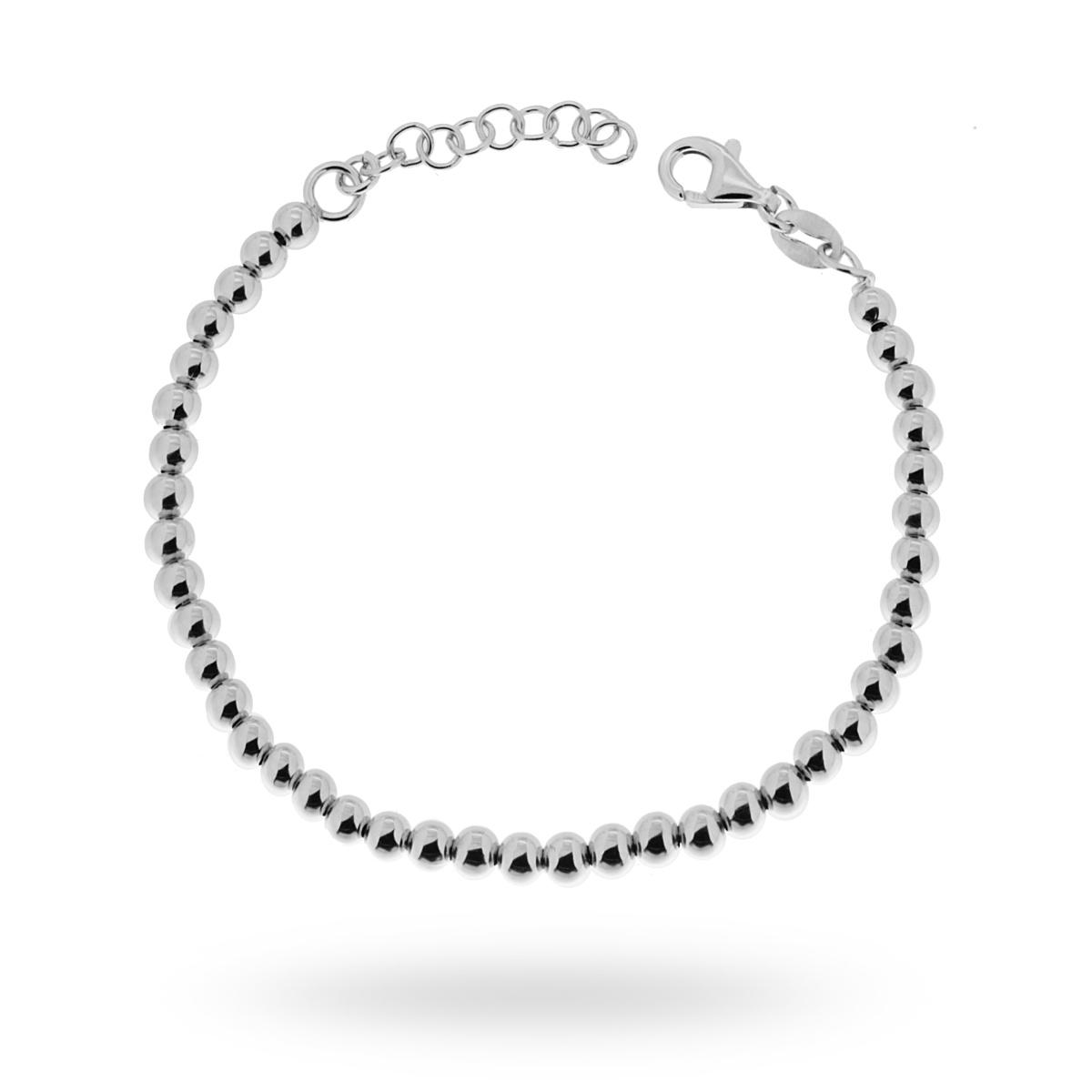 Bracciale Palline Sfera lisce mm 4 in ARGENTO 925 Galvanica Rodio