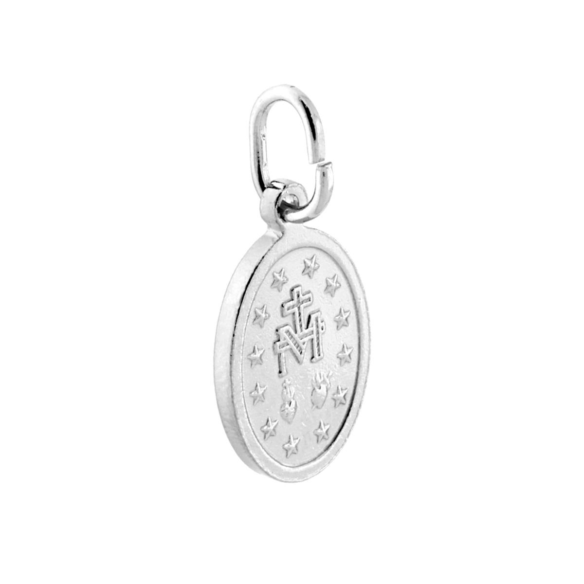 Ciondolo Medaglia Ovale con Madonna Miracolosa mm 18 in ARGENTO 925 Galvanica Rodio